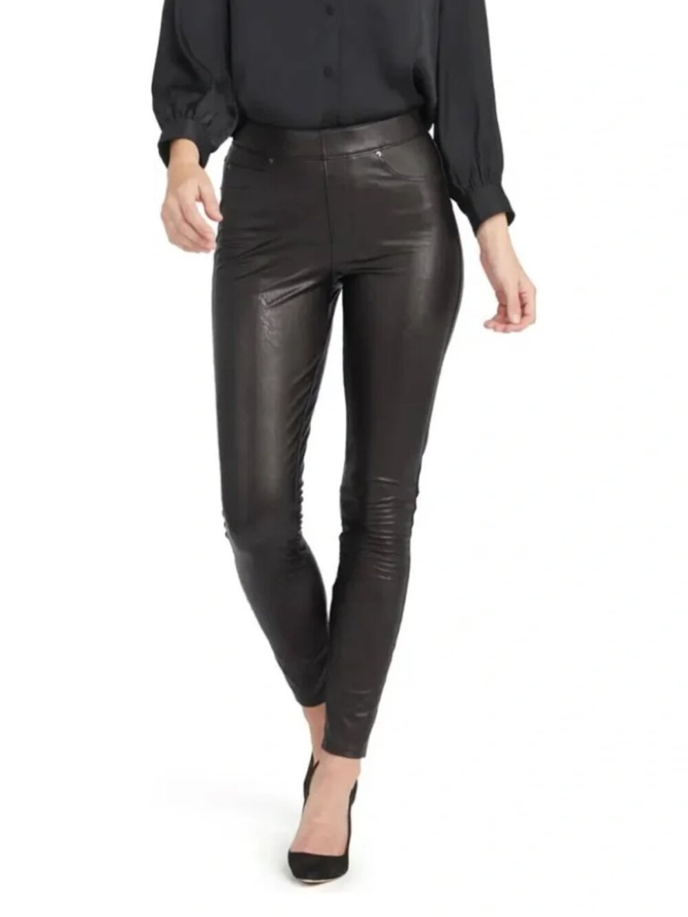 SPANX Leather-Like Ankle Skinny Pants Noir Black (Rare Limited Run) Medium